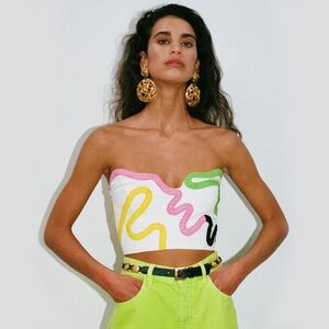 Mara Hoffman Helona Bustier with Cadiz Hand Applique